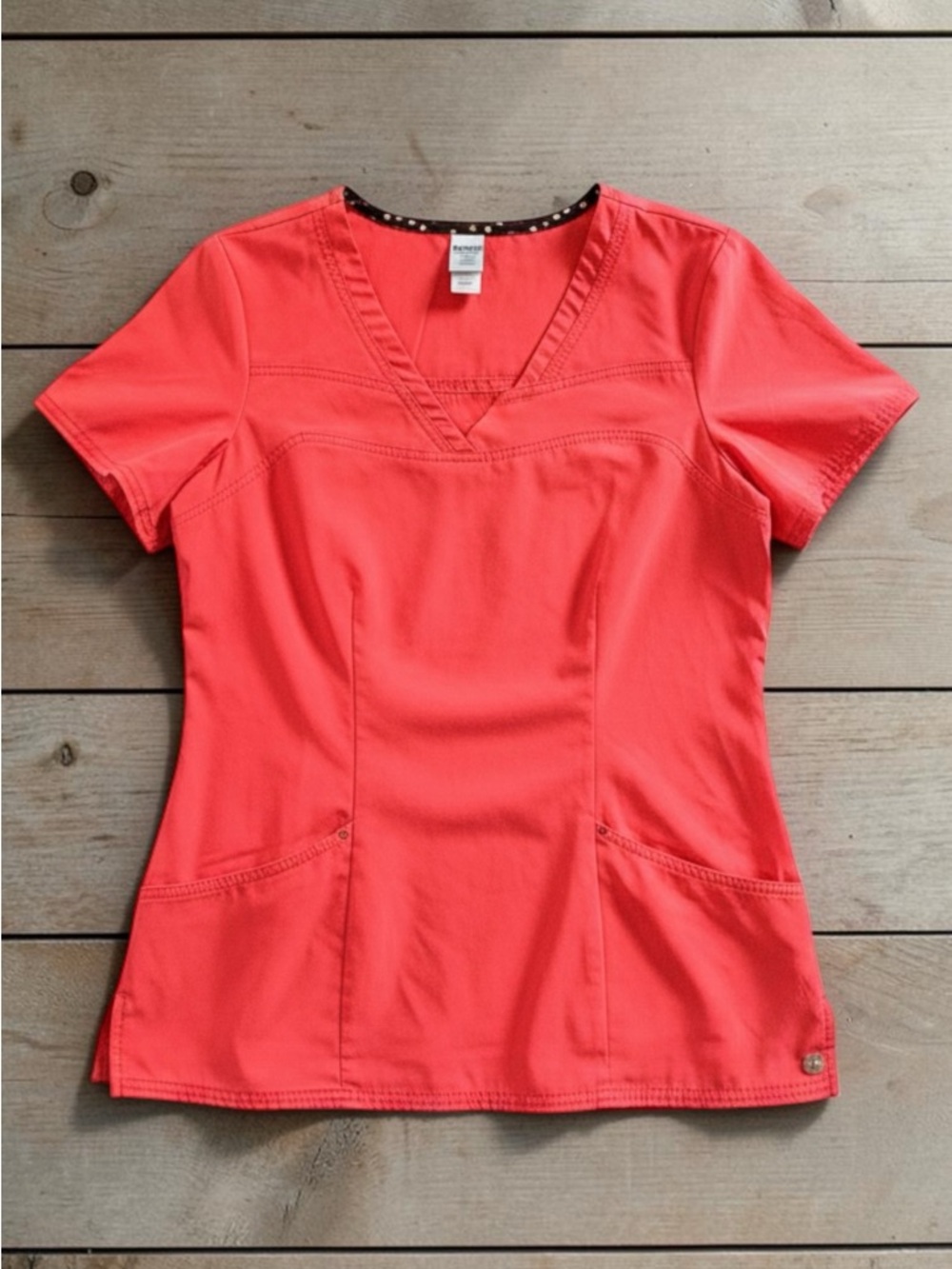 HeartSoul Coral Short-Sleeve V-Neck Scrub Top